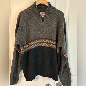 Woolrich vintage wool sweater 1/4 zip gray blue sz 2XL